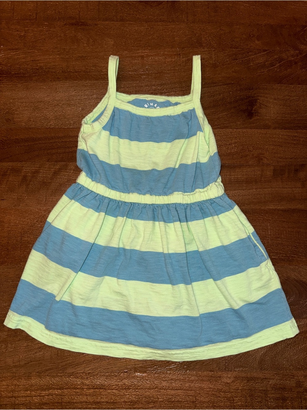 Girls' Striped Blue and Green Summer Dress